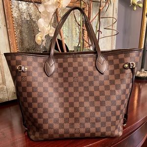 Louis Vuitton Authentic Neverfull MM Damier Ebene Tote Bag